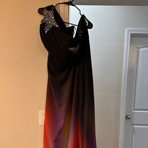Ombre One-Shoulder Rhinestone Prom Dress – Size 16, Elegant Gown